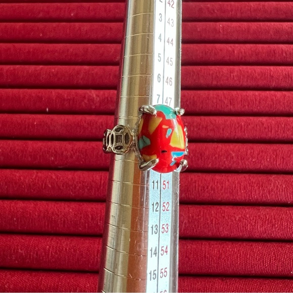 Colorful Red Multi-Stone Statement Ring - Picture 8 of 8